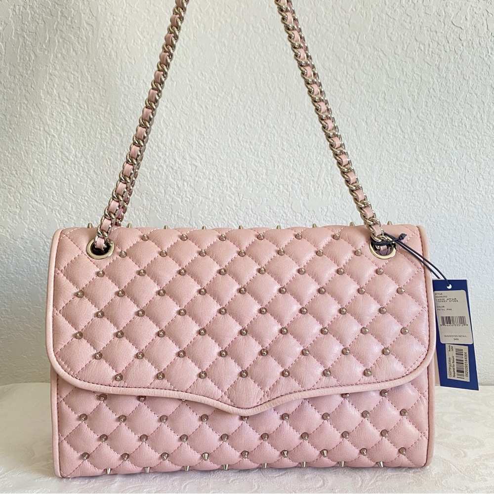 Rebecca Minkoff Pink Quilted studded Affair chain Bag